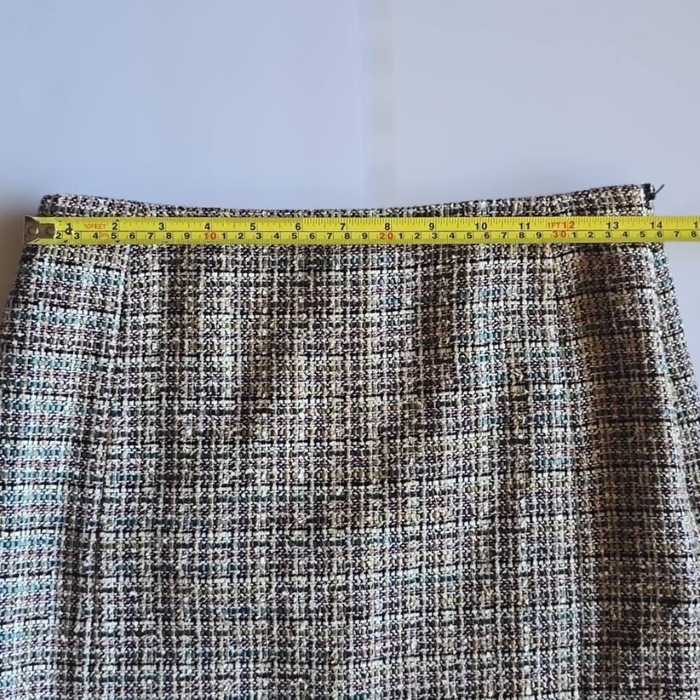 Vintage Brooks Brothers Wool Blend Plaid Boucle Tweed Pencil Skirt Sz 2 - Picture 10 of 11